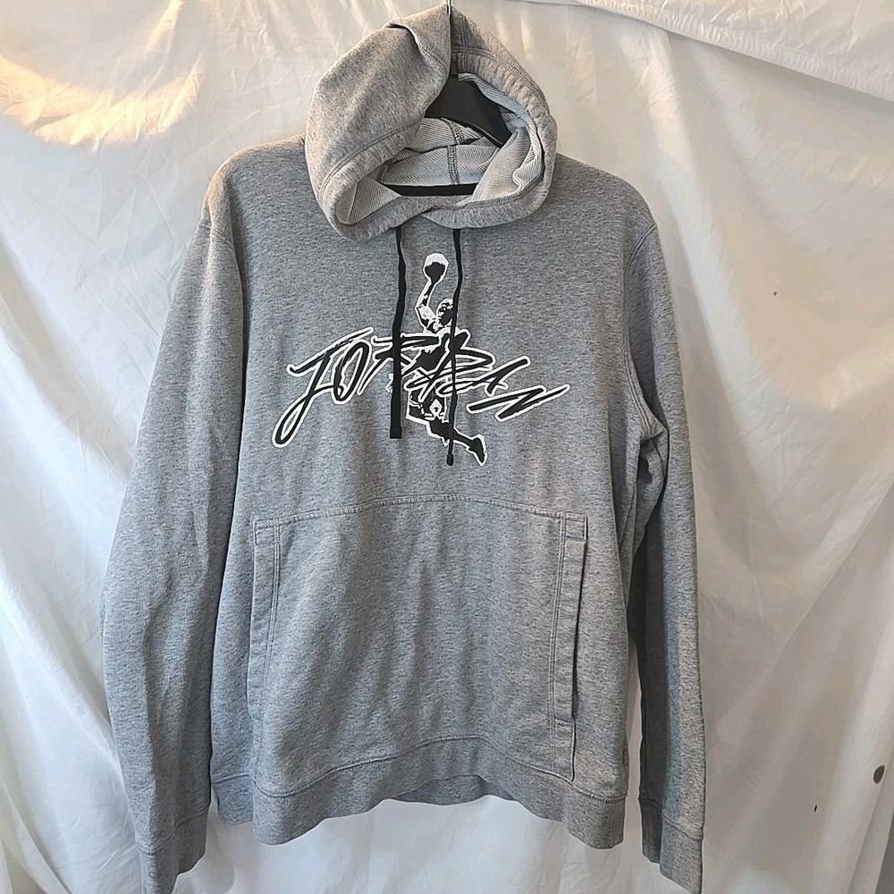 Nike Jordan Jumpman Hoodie Sweatshirt Jordan Spellout Heather Gray Men's Sz M